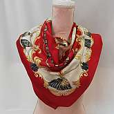 Vintage elegant scarf, in dominant red color. The scarf can be draped over the shoulders or over the head.In very good condition.measurements :length: 92 cm, 36.22 inchwidth: 87 cm, 34.25 inchThe product will be carefully packaged in recycled m