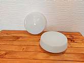 These are beautiful vintage opaline white glass lamps made in the 80s. They can be used as ceiling or wall lamps. A very unique vintage piece for your home.MeasurementsDiameter: 24 cm, 9.45 inchesHeight: 9 cm / 3.54 inchesThey need an ordinary E27 sc