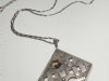 Vintage 1960's Modernist Brutalist Israel Sterling Silver Quartz Pendant Necklace Avi Soffer AS Mark