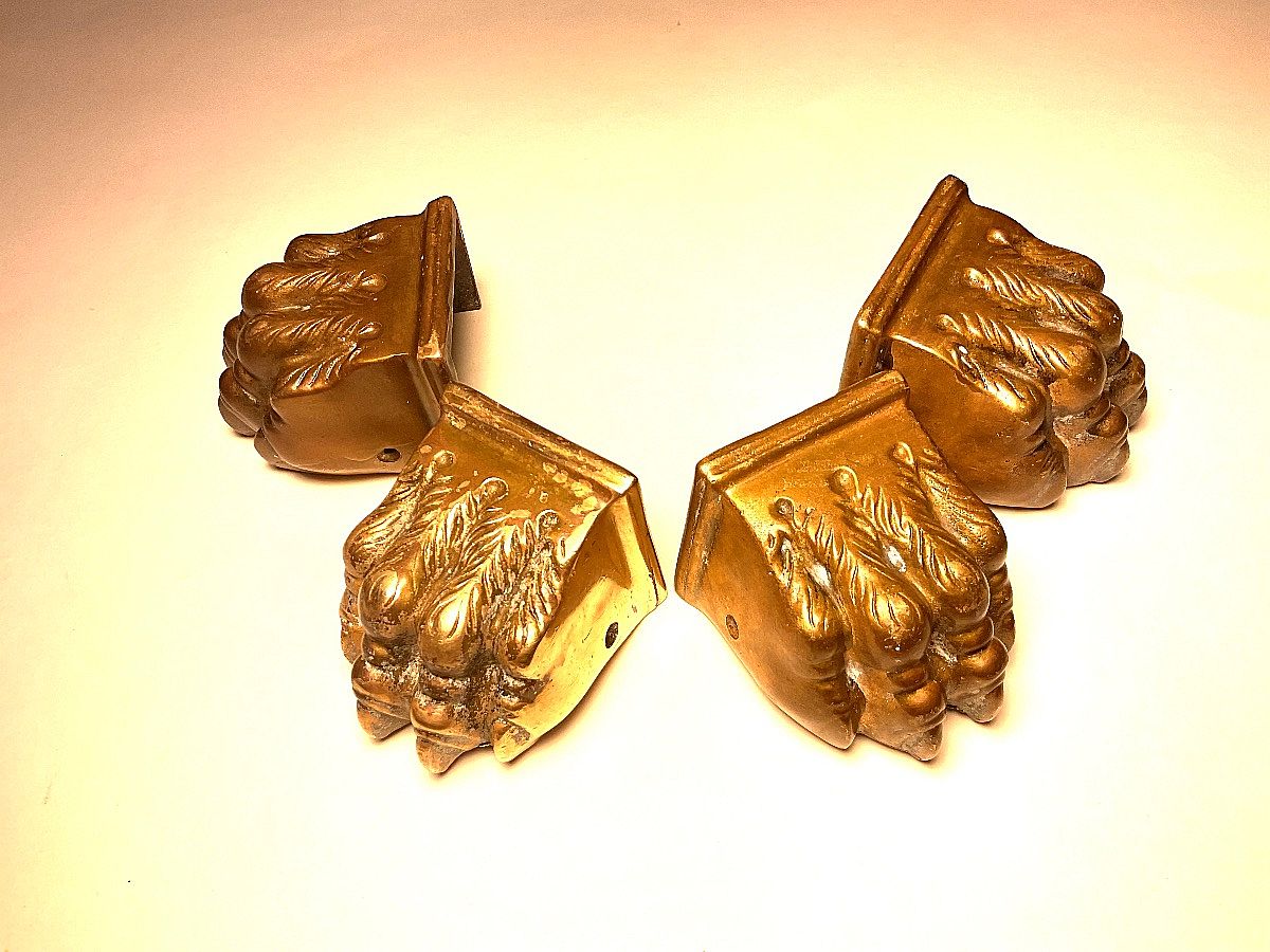 Reclaimed Vintage Large, Heavy Brass Lions's Pawfoot Furniture Toecap, Set of Four (4)