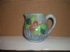 MAJOLICA BLUE PITCHER ~ Small, unusual, lovely blue textured majolica decorated with a branch of unusual berries in three dimensional decor.