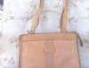 VINTAGE 1955 Women Leather tailored Handbag, two pocket plus inside pocket, two lined handles, gusseted construction, full metal zippers