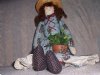 Vintage Sock Type Cottage Shelf-sitter Doll, Garden Girl, All handmade and very detailed