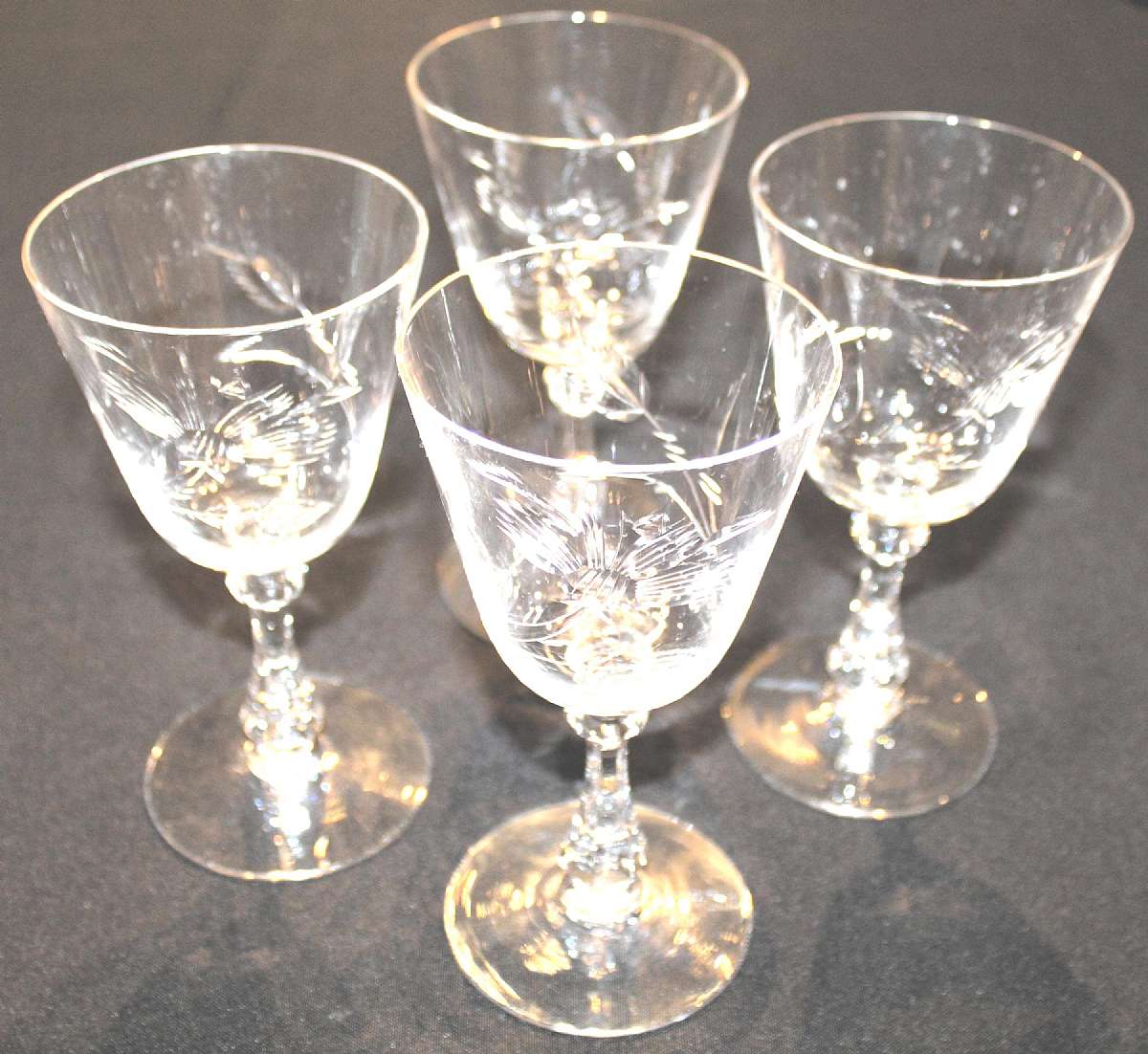 Up for sale are these Cambridge Rose Set Of Four Water Glasses in excellent condition with no chips or cracks. They measure approx. 6 1/2 inches tall by 3 1/2"W.   Shipping Excludes: Alaska/Hawaii, US Protectorates, APO/FPO, PO BoxShipping Provided