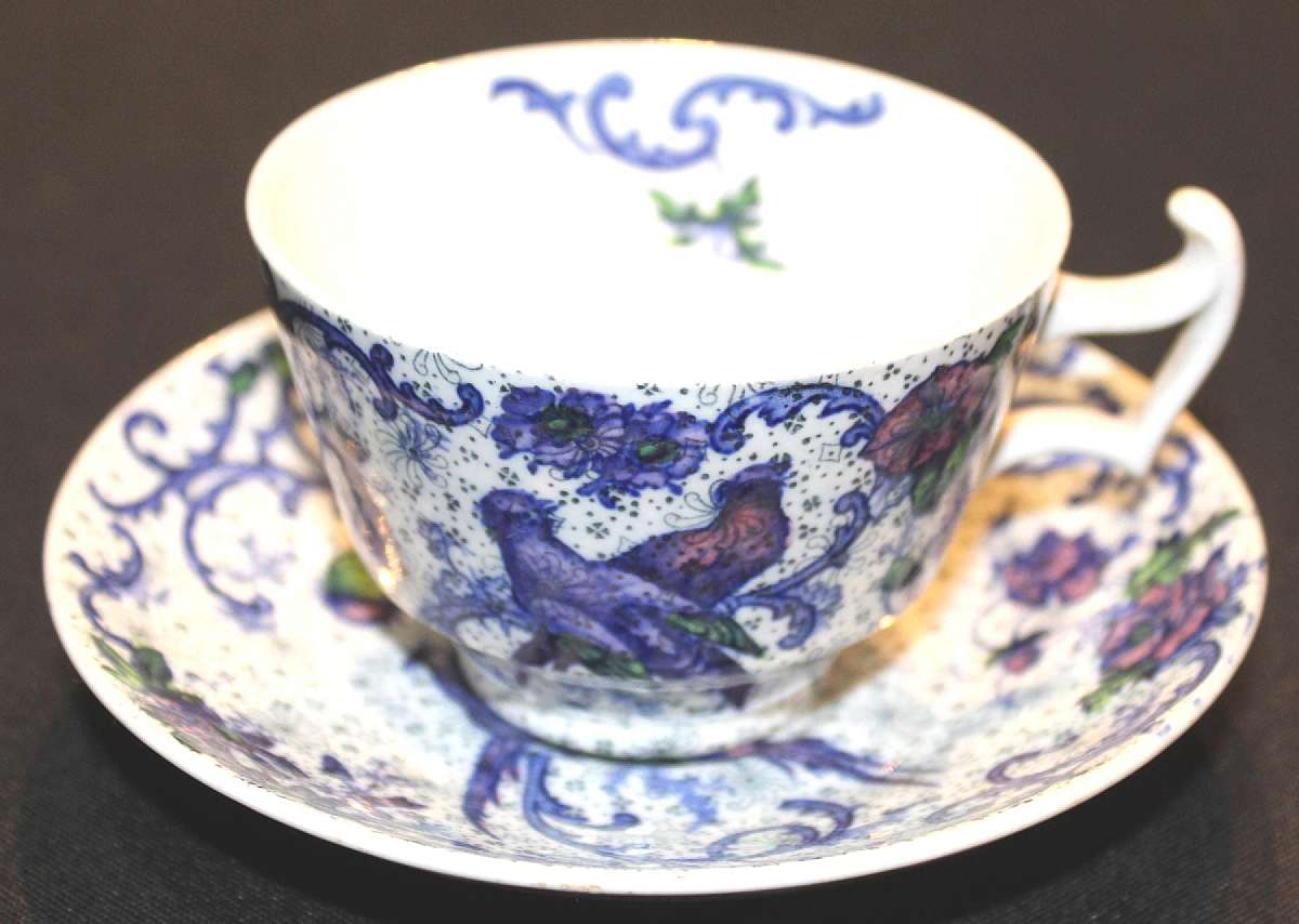 Up for sale is this Cauldon V654 England  Blue & White Cup and Saucer in good condition with no chips. There is crazing. The cup measures approx. 2 1/4" Tall by about 3 1/4" Wide. The saucer is 5 1/4" Wide. Marked on the reverse. Many p