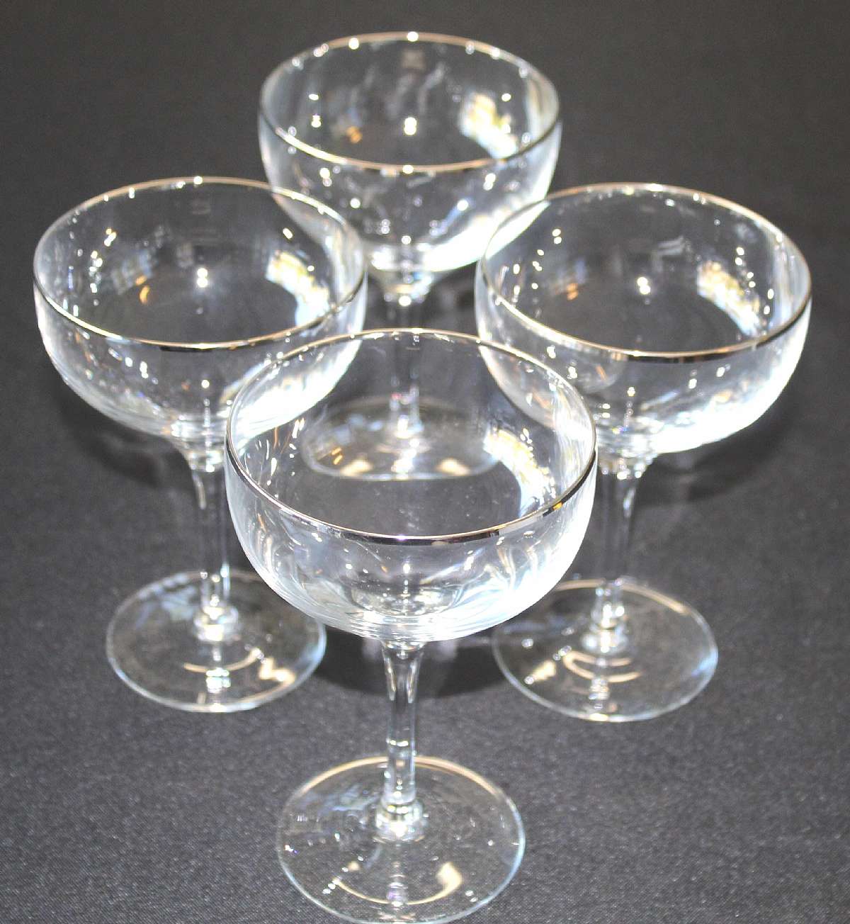 Up for sale are these Lenox Ariel Platinum Set Of Four Champagne Glasses in great condition with no chips or cracks. They measure approx. 5 5/8"T by 3 3/4"W.Shipping Excludes: Alaska/Hawaii, US Protectorates, APO/FPO, PO BoxShipping Provided t