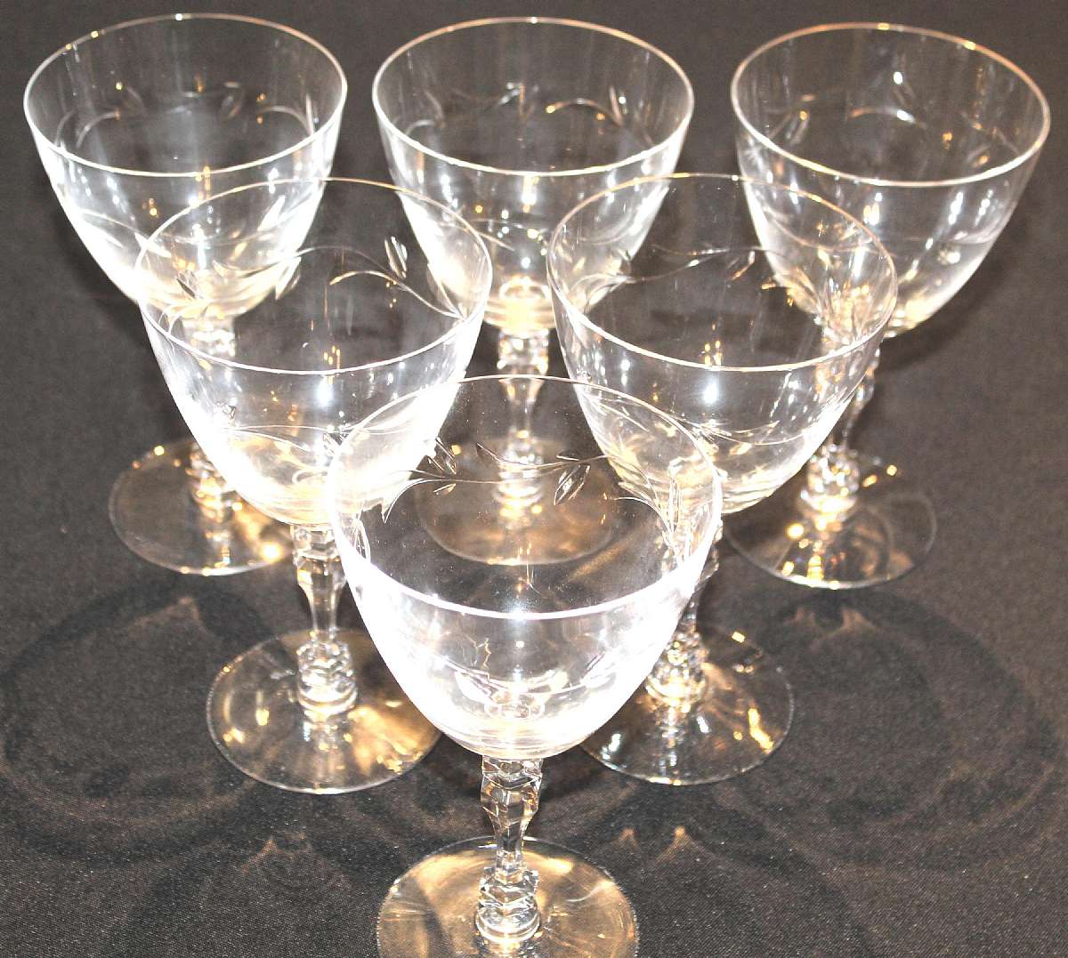 Up for sale are these Tiffin Sonata Set Of Six Water Glasses in very good condition with no chips or cracks. They measure approx. 6 1/2""T by 3 7/8"W. Shipping Excludes: Alaska/Hawaii, US Protectorates, APO/FPO, PO BoxShipping Provided to