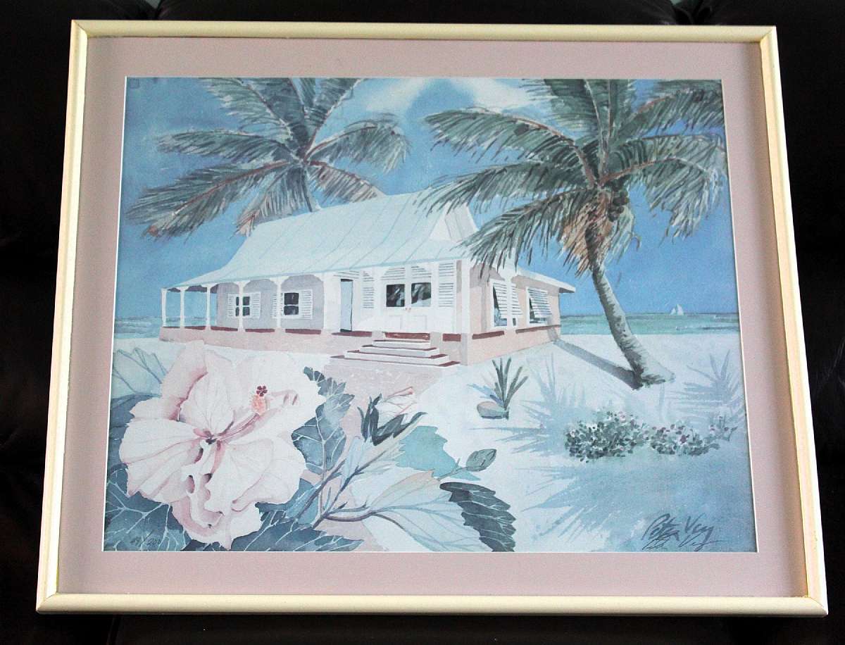 Up for sale is this Peter Vey Original Signed Glass Framed Watercolor Of A Florida Home & Landscape. The piece measures approx. 30" by 24" Framed and about 25" by 20" not measuring the frame. This was bought approx. 25 years ago at an auction to benefit a