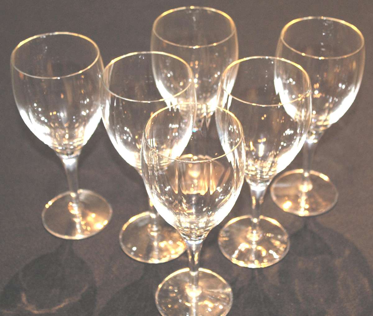 Up for sale are these Beautiful Crystal Set Of Six Ribbed Optic Wine Glasses in excellent condition with no chips or cracks. They measure approx. 7 3/8"T by 3"W.Shipping Excludes: Alaska/Hawaii, US Protectorates, APO/FPO, PO BoxShipping Provid