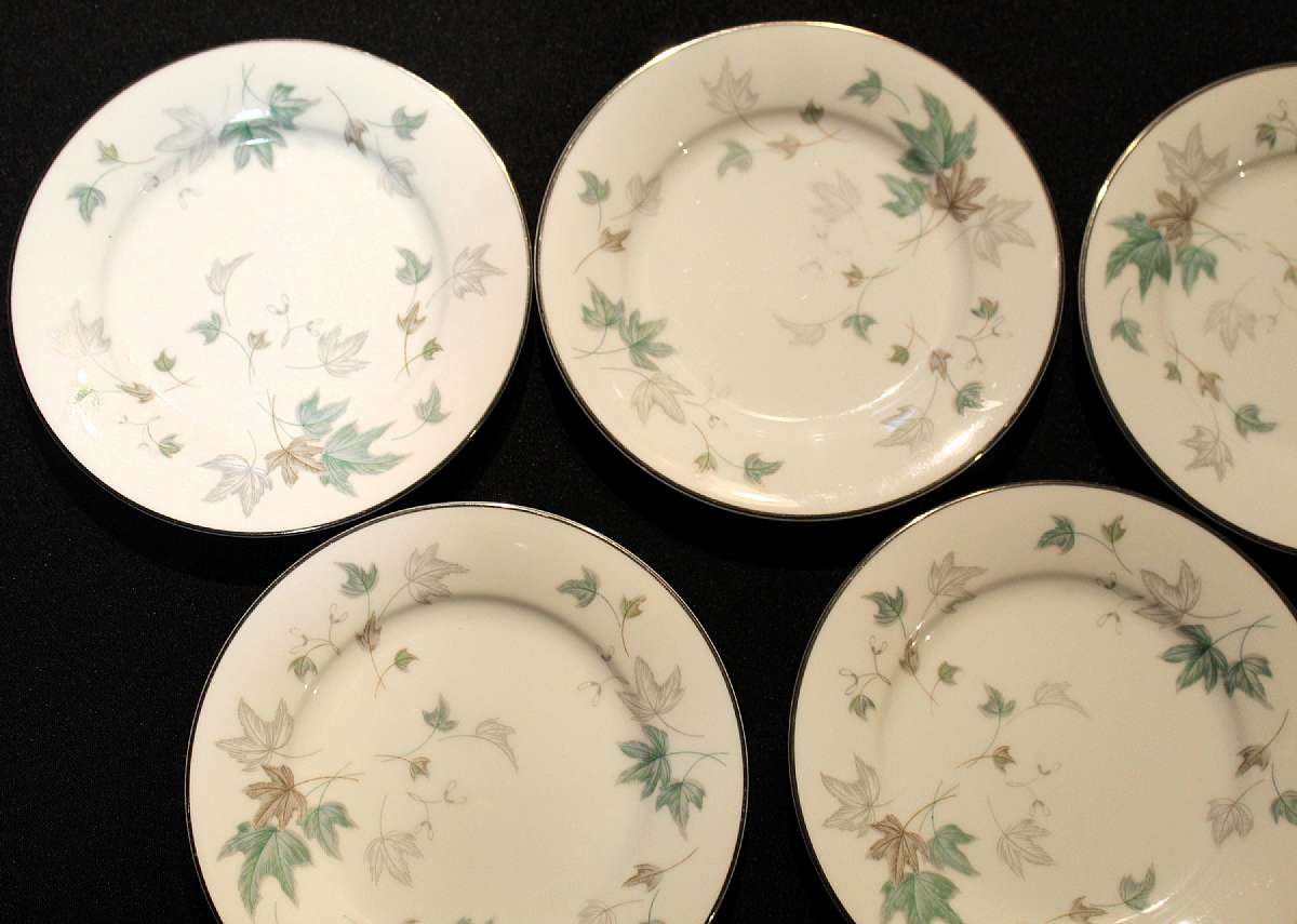 Up for sale are these Noritake Japan Greenwood Set Of Six Dessert Or Bread & Butter Plates. They are in great condition with no chips or cracks. They measure approx. 6 1/4 inches wide. Shipping Excludes: Alaska/Hawaii, US Protectorates, APO/FPO, PO B