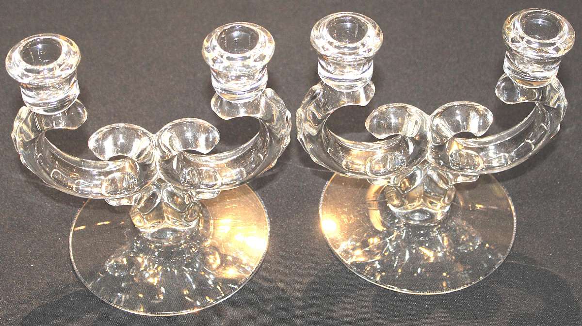 Up for sale are these Fostoria Century Set of Two Double Flat Foot Candlestick Holders in excellent condition with no chips or cracks. They measure approx. 6 5/8"T by 6 3/4"W at its widest point.Shipping Excludes: Alaska/Hawaii, US Protectorate
