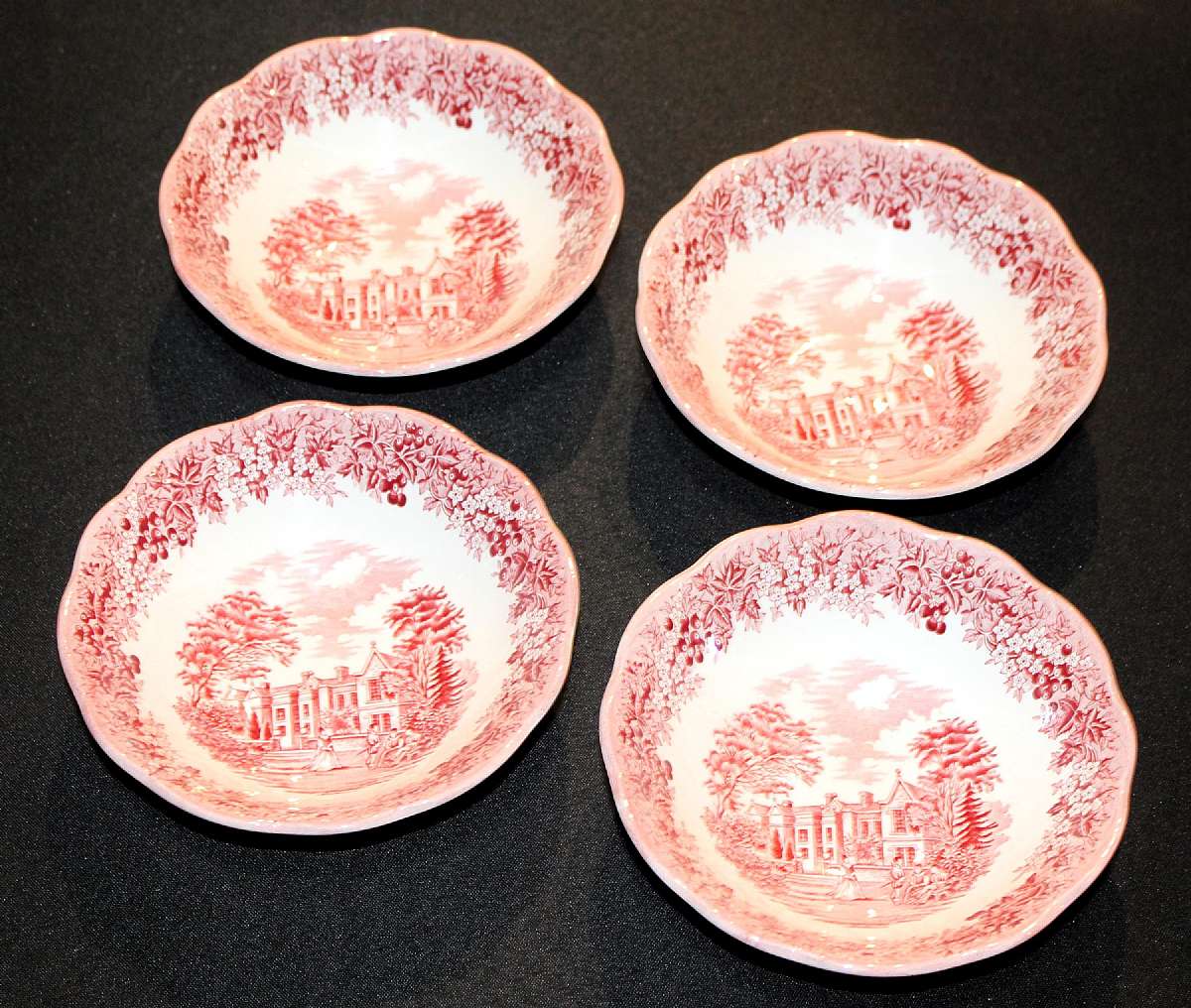 Up for sale are these J & G Meakin Romantic England Set Of Four Cereal Bowls in Excellent Condition with no chips, crazing or cracks. They measure approx. 6 3/8 inches wide.  Shipping Excludes: Alaska/Hawaii, US Protectorates, APO/FPO, PO BoxShippin