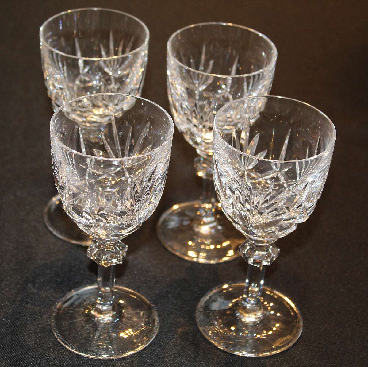 Up for sale are these Gorham Crown Point Set Of Four Wine Glasses in great condition with no chips or cracks. They measure approx. 6"T by 2 3/4"W. Shipping Excludes: Alaska/Hawaii, US Protectorates, APO/FPO, PO BoxShipping Provided to the Unit
