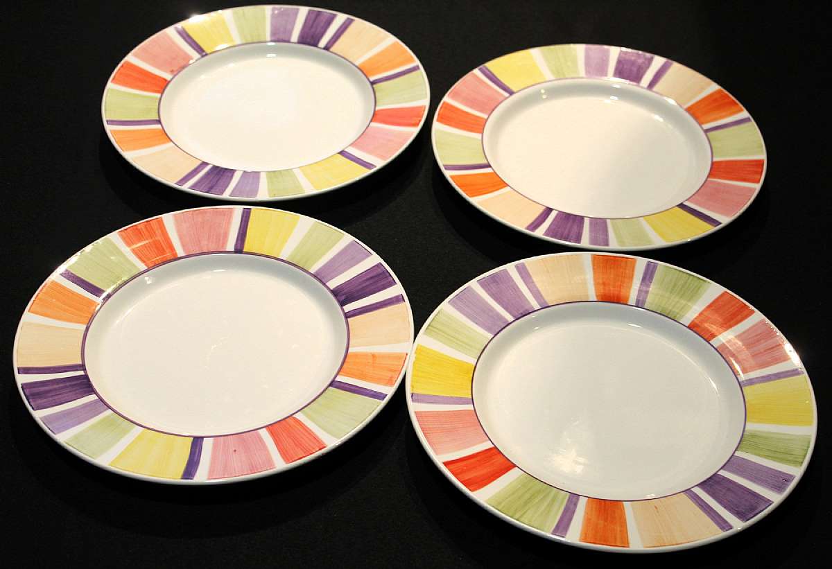Up for sale are these Sango Maui Set Of Four Dinner Plates in Excellent condition with no chips or cracks or Crazing, The Salad Plates measure approx. 10 7/8"W. Please see my other sales for more of this beautiful pattern.Shipping Excludes: Alaska/H
