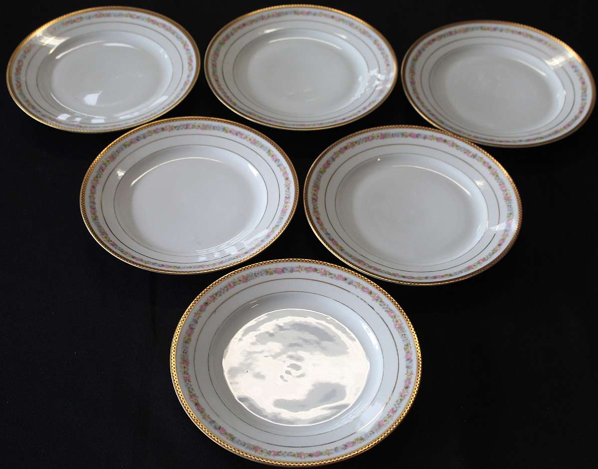 Up for sale are these Altrohlau Pattern 5544 Set Of Six Lunch Plates in gently used condition with no chips or cracks.  Some gold wear. They measure approx. 8 5/8"W. Shipping Excludes: Alaska/Hawaii, US Protectorates, APO/FPO, PO BoxShipping Provi