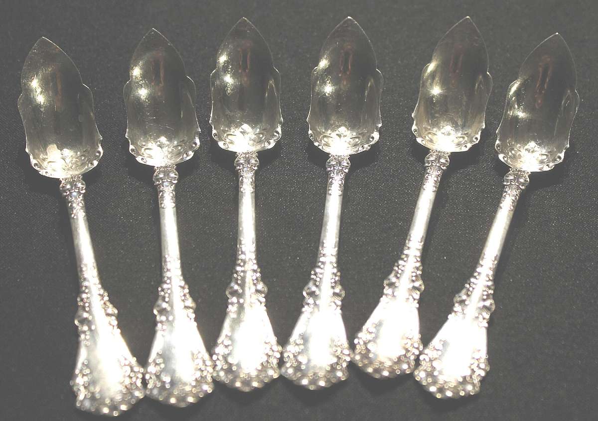 Up for sale are these Six Stunning 1847 Rogers Bros. Antique BERKSHIRE Silver Plate Fruit Spoons 1898. They measure approx. 5 7/8"L. Everything we offer at auctions is pre - owned &/or used. This item(s) may show some signs of wear commensurate w