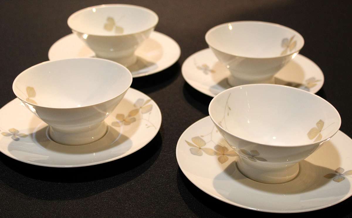 Up for sale are these Rosenthal Wood Nymph Set Of Four Soup Bowls & Saucers with no chips or cracks. In excellent condition the saucers measure approx. 7"L W and the bowls measure 4 5/8"W by 2 3/8"T. I have three sets of these. Please s