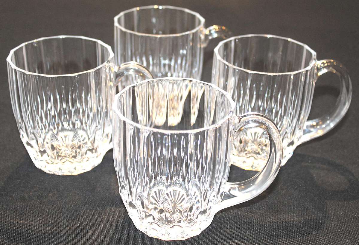 Up for sale are these Cristal Dâ€™Arques Durand Bretagne Set Of Four Crystal Mugs in great condition with no chips or cracks. They measure approx. 3 3/4"T by 3 1/4"W.Shipping Excludes: Alaska/Hawaii, US Protectorates, APO/FPO,