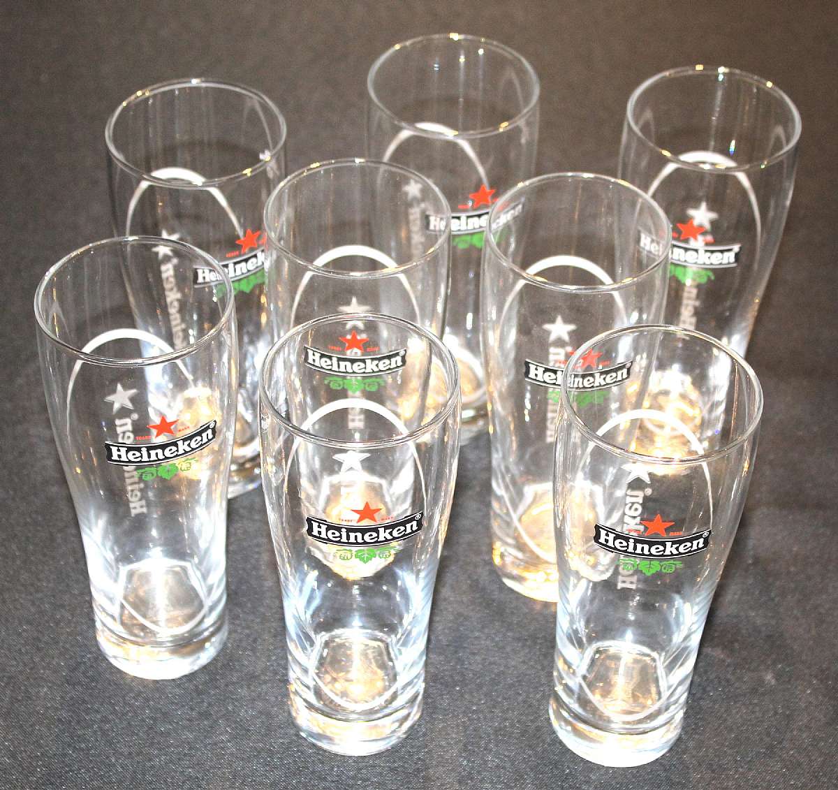 Up for sale are these Heineken .25L Set Of Eight Beer Pilsner Glasses in excellent condition with no chips or cracks. They measure approx. 6 1/2"T by 2 1/2"W.  Shipping Excludes: Alaska/Hawaii, US Protectorates, APO/FPO, PO BoxShipping Provide