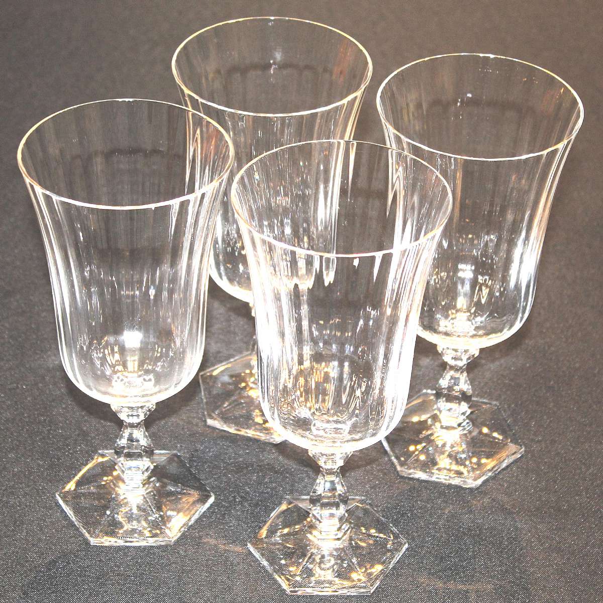 Up for sale are these Gorham perspective Clear Set Of Four Iced Tea Glasses in excellent condition with no chips or cracks. They measure approx. 7 7/8"T by 3 3/4"W.  Shipping Excludes: Alaska/Hawaii, US Protectorates, APO/FPO, PO BoxShipping P
