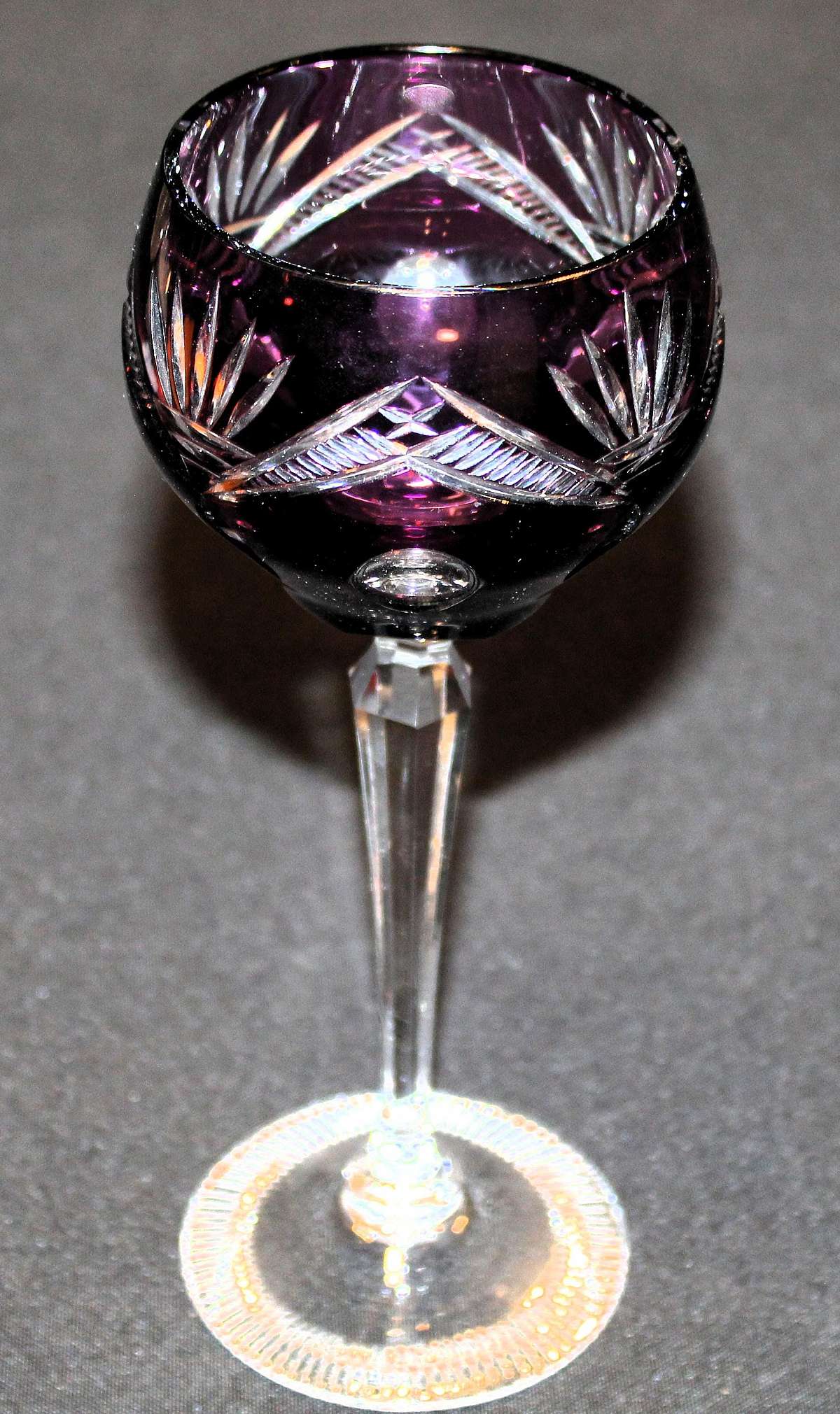 Up for sale is this Beautiful Cut To Clear Tall Stemmed Wine Glass in excellent condition with no chips or cracks. It measures approx. 8 1/4"T by 3"W.Shipping Excludes: Alaska/Hawaii, US Protectorates, APO/FPO, PO BoxShipping Provided to the U