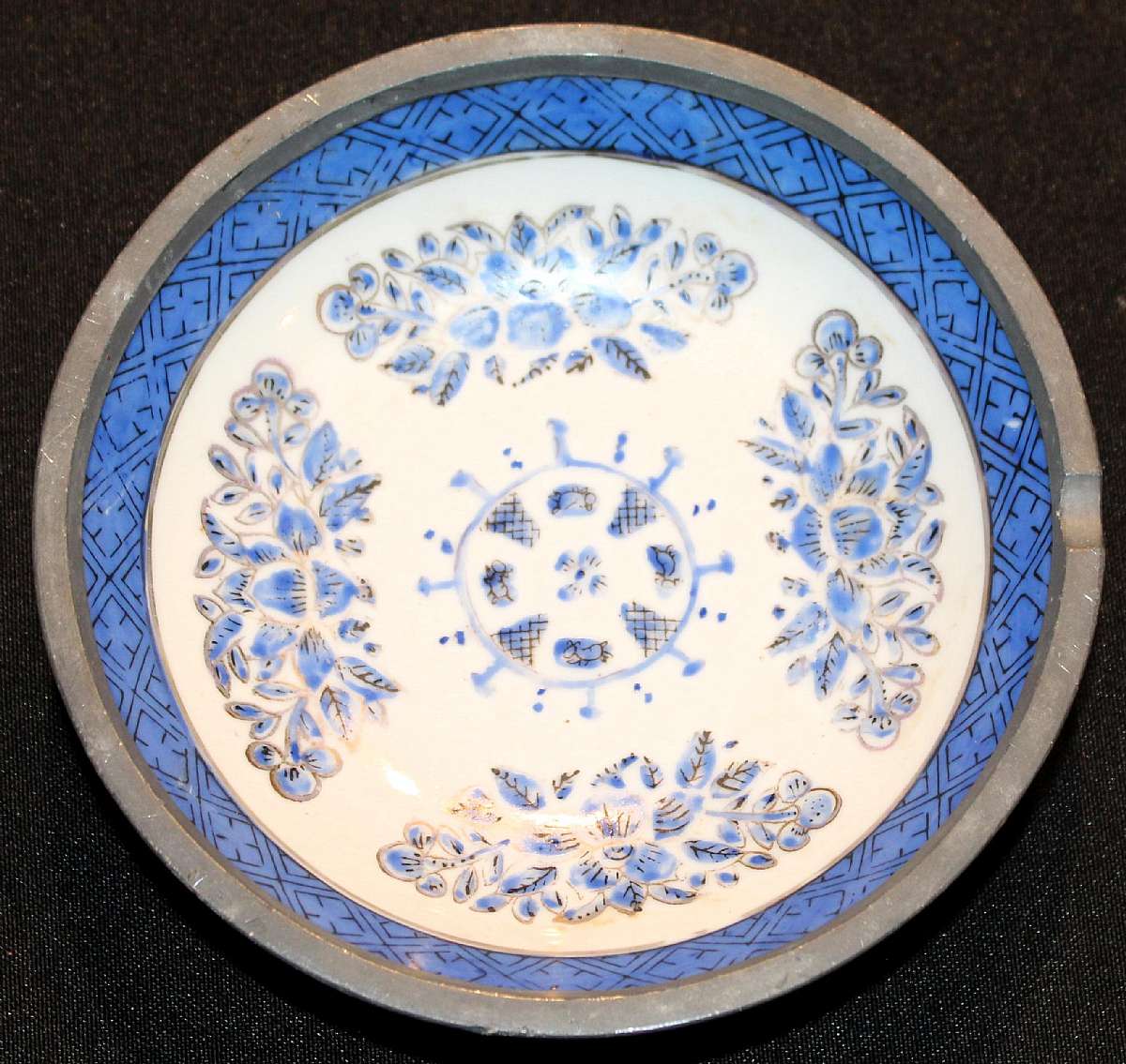 Up for sale is this ACF Porcelain Ware Decorative Bowl. Base is metal. Measures approx. 5 3/4"W by 1 1/2"D.  Shipping Excludes: Alaska/Hawaii, US Protectorates, APO/FPO, PO BoxShipping Provided to the United States Only.