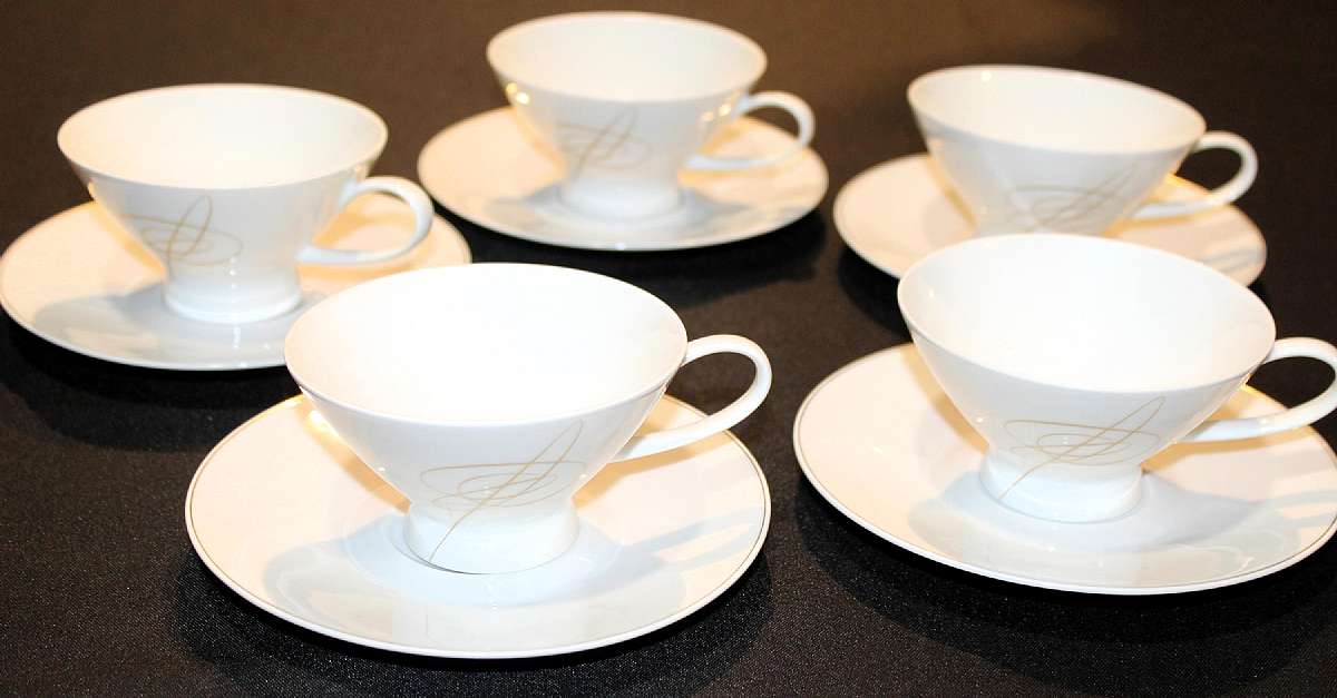 Up for sale are these Rosenthal Gold Accord Set Of Five Cup & Saucer Sets in excellent condition with no chips or cracks.  Shipping Excludes: Alaska/Hawaii, US Protectorates, APO/FPO, PO BoxShipping Provided to the United States Only.