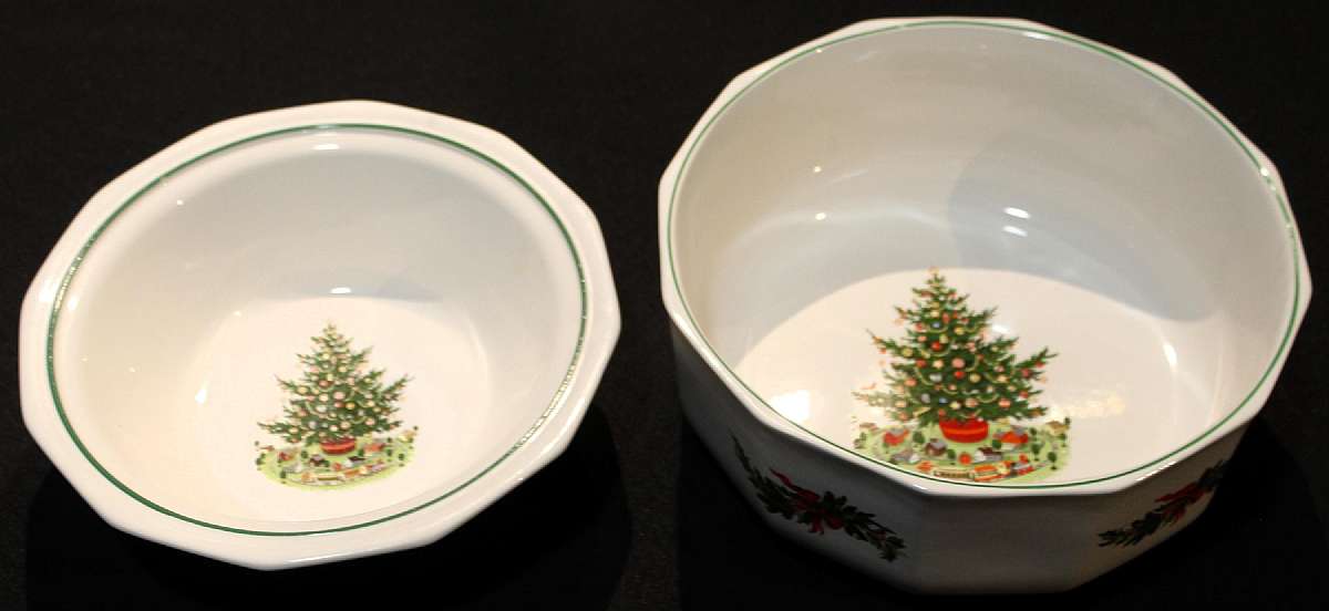 Up for sale are these Pfaltzgraff Christmas Heritage Salad & Vegetable Bowls USA in very good condition with no chips or cracks. The Salad bowl measures approx. 9 1/2"W by 4" Deep and the Vegetable bowl is 9"W by 2 3/4" deep.Shipp