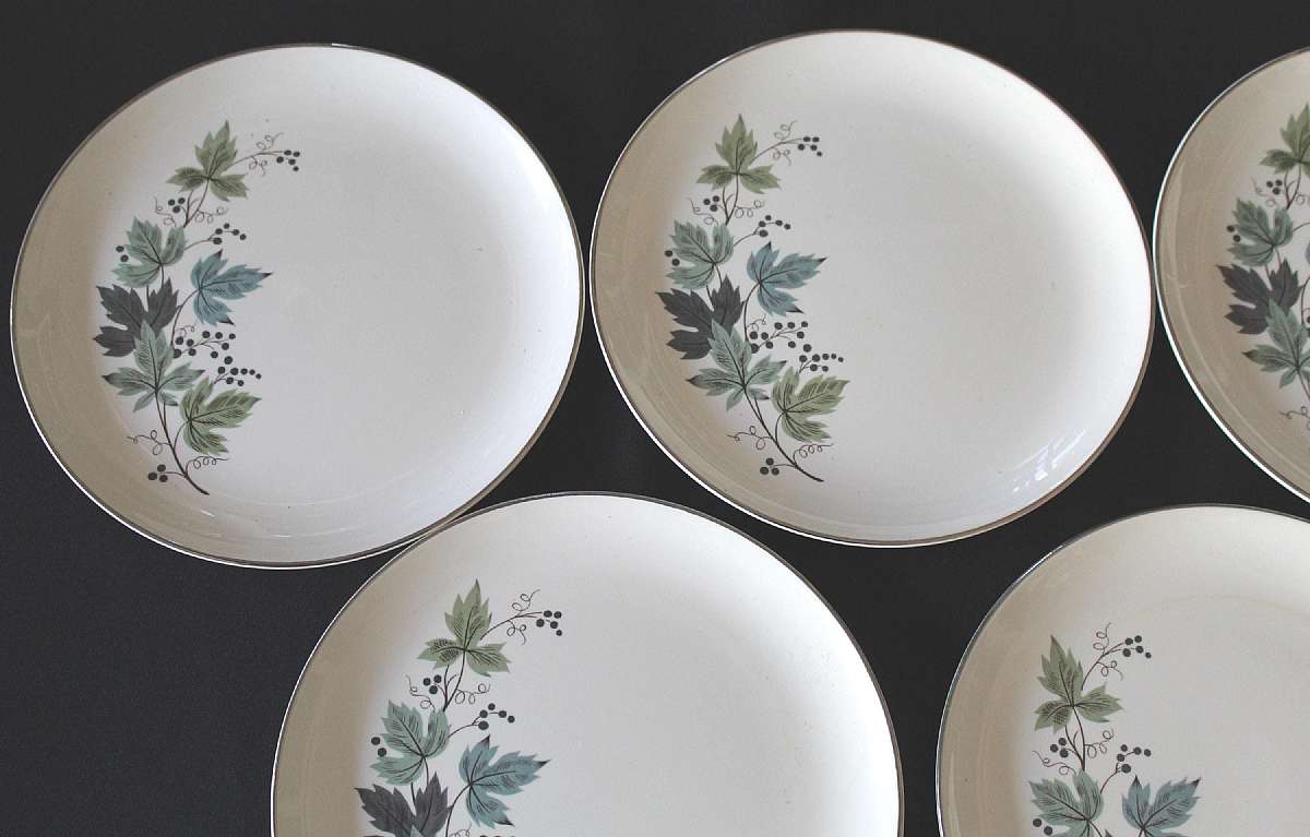 Up for sale are these Vintage Taylor Smith & Taylor Melody Lane Set Of 8 Salad Plates in excellent condition with no chips or cracks. The plates measure approx. 8 1/4 "W.  Shipping Excludes: Alaska/Hawaii, US Protectorates, APO/FPO, PO BoxShipp