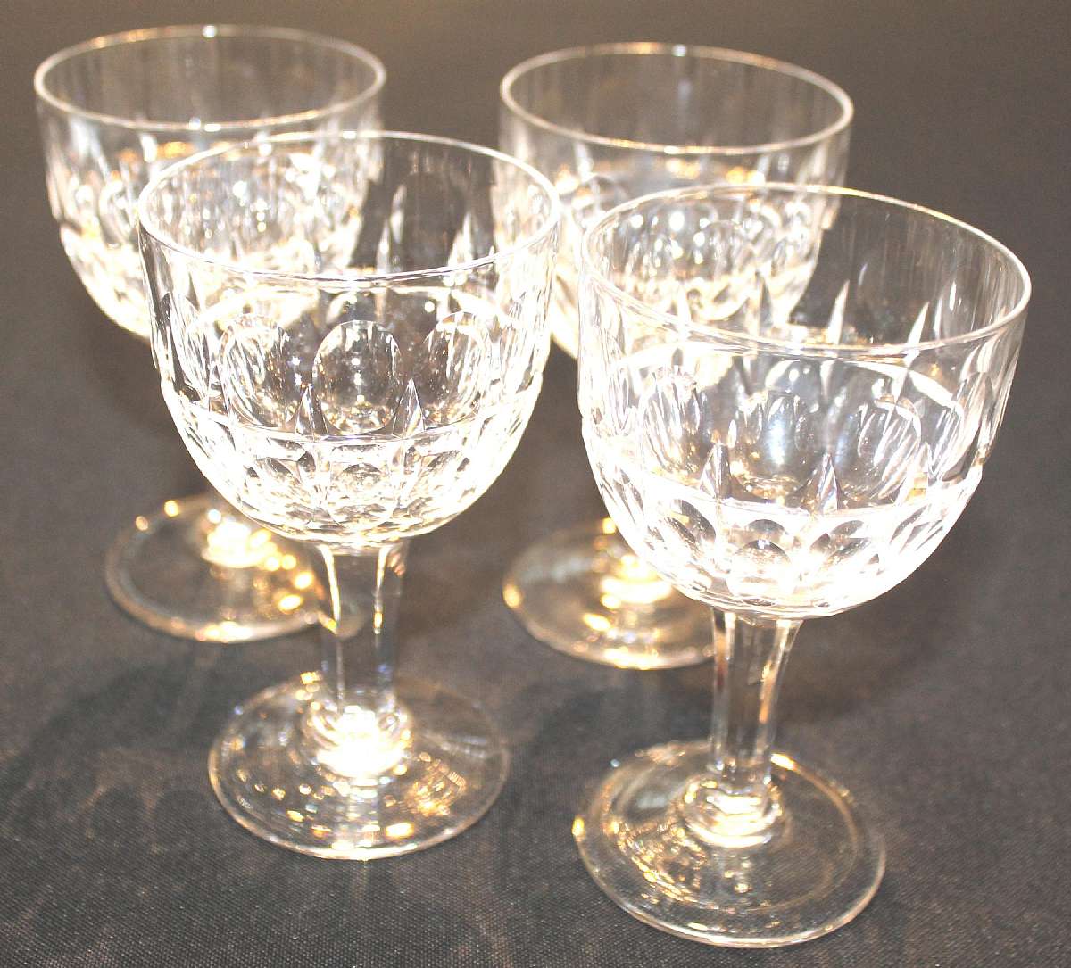 Up for sale are these Stuart Crystal England Clifton Park Set Of Four Claret Wine Glasses in excellent condition with no chips or cracks. They measure approx. 4 1/2 inches tall by 2 1/2"W.   Shipping Excludes: Alaska/Hawaii, US Protectorates, APO/FP