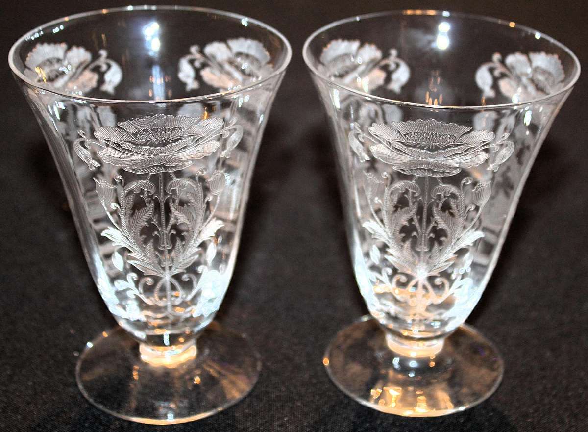 Up for sale are these Two Tiffin Flanders 8 oz. Clear Glasses in excellent condition with no chips or cracks. They measure approx. 4 3/4"T by 3 5/8"W. Shipping Excludes: Alaska/Hawaii, US Protectorates, APO/FPO, PO BoxShipping Provided to the