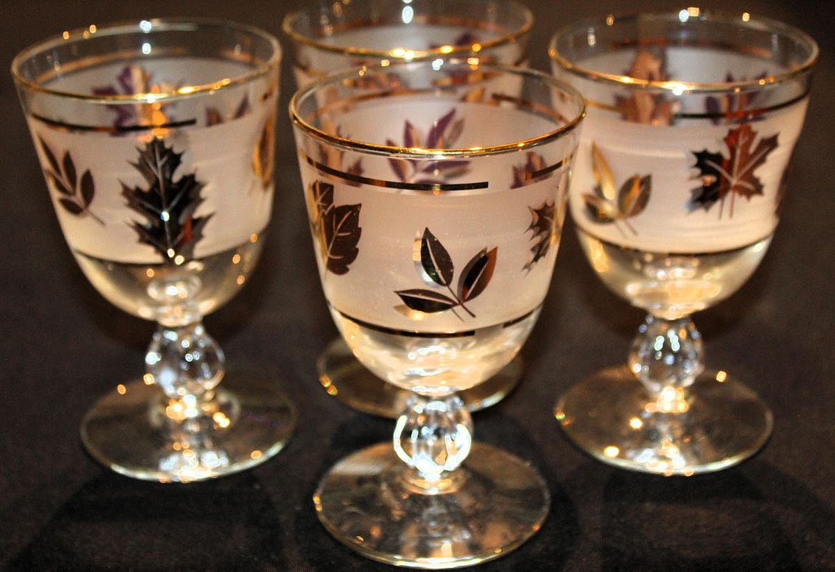 Libbey Golden Foilage Set Of Four Water Goblets