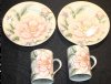 Fitz & Floyd Palace Peony Salad Plates and Mugs, Set of 4