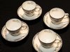 Wedgwood Kutani Crane Footed Cups & Saucers, Set of 4