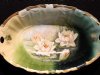 Antique Unmarked Hand Painted Water Lilly Large Oval Bowl, 12 7/8 Inch