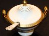 Antique Pirkenhammer Czechoslovakia Covered Sauce Tureen With Spoon & Gilded Mask Handles