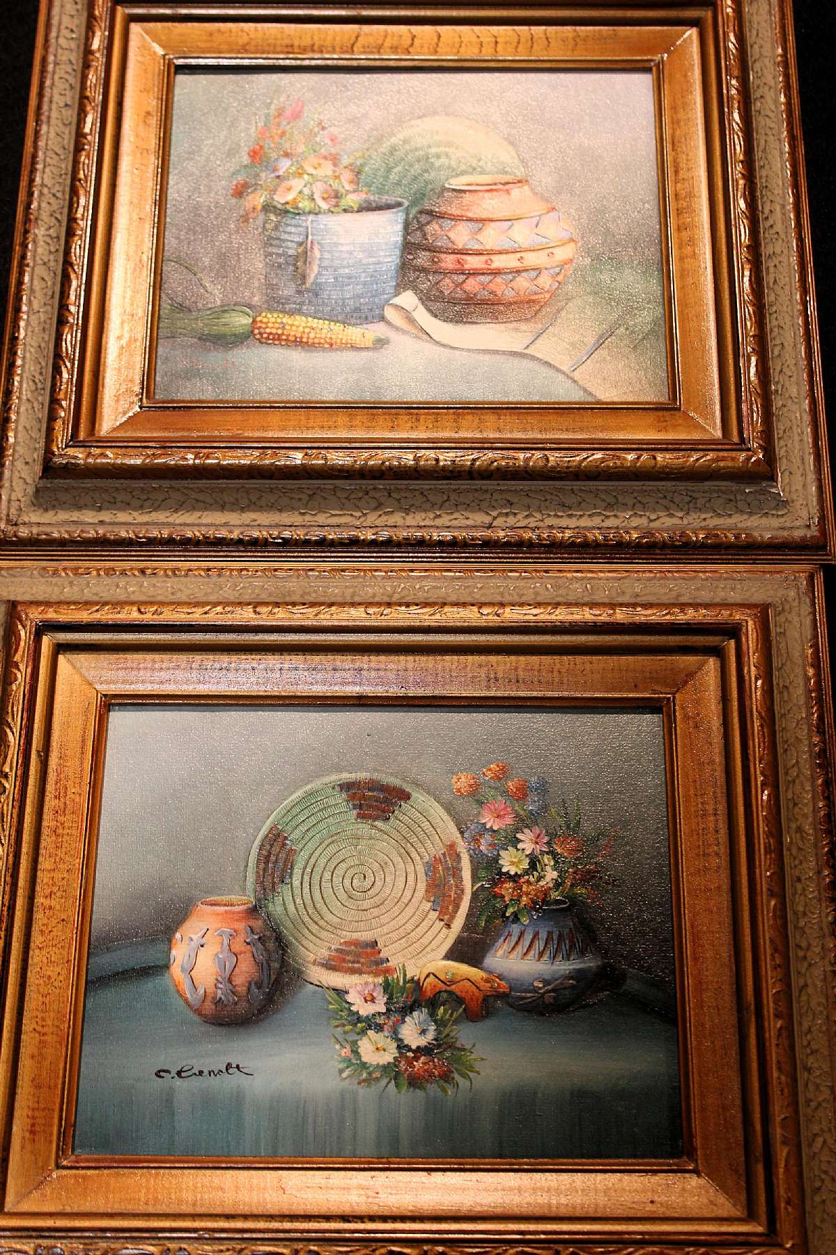 Charles Benolt Set Of Two Signed Pictures On Canvas
