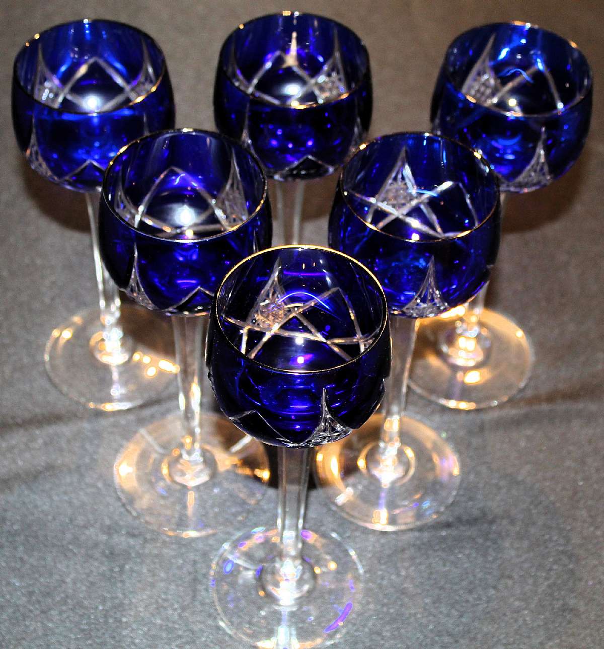 Up for sale are these Rare Nancy France Cristal Cut To Clear Gorgeous Set Of Six Wine Glasses in excellent condition with no chips or cracks. The wine glasses measure approx. 7 7/8"T by 2 5/8"W. The pieces are marked Cristal Nancy France.  Shi