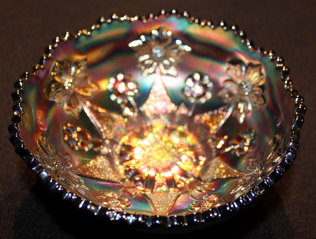 Up for sale is this Fenton Antique Carnival Glass Bowl in excellent condition with no cracks or chips. The bowl measures approx. 5"W by 2"T.Shipping Excludes: Alaska/Hawaii, US Protectorates, APO/FPO, PO BoxShipping Provided to the United Sta