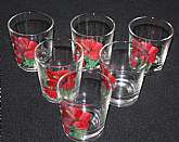 Up for sale are these Federal Glass Set Of 6 Floral Glasses in great condition with no chips or cracks. They measure approx. 3 1/4 inches tall and 3"W. They are marked with the F in a shield.Shipping Excludes: Alaska/Hawaii, US Protectorates, APO/F