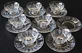 Up for sale are these Fostoria Vernon Clear Set Of Seven Cups & Eight Saucers in great condition with no chips or cracks. The cups measure approx. 2 1/4"T by 3 7/8"W and the plates 5 7/8"W. Circa 1927-1933.Shipping Excludes: Alaska/Ha