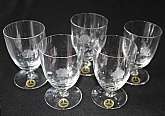 Up for sale are these Beautiful Vintage Helios West Germany Crystal Stemware With A Etched Rose Set Of Five Glasses. They are in excellent condition with no chips or cracks. They measure approx. 3 3/4"T by 2 3/8"W and hold approx. 4 ounces. Some