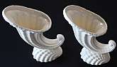 Up for sale are these Spode Cornucopia Horn Of Plenty Pair Of Antique Vases. Beautiful pieces that measures approx. 8 1/4" tall & 8 1/2"Tall. There is some crazing and one has a small flee bite on the base that is pictured. Shipping Exclud