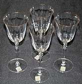 Up for sale are these Mikasa Sonata Gold Set Of Four Water Goblets in excellent condition with no chips or cracks or Gold Wear. They measure approx. 8 1/4"T by 3 1/2"W. Shipping Excludes: Alaska/Hawaii, US Protectorates, APO/FPO, PO BoxShippi