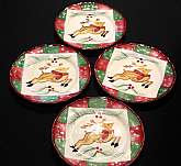 Up for sale are these The Cellar Log Cabin Christmas Set Of Four Salad Plates in excellent condition with no chips or cracks. They measure approx. 8 1/4"W.  Please see my other sales for more of this beautiful pattern.Shipping Excludes: Alaska/Hawa