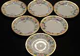 Up for sale is this Royal Bayreuth Antique Pink Rose Floral Set Of 6 Dessert Plates in great condition with no chips, cracks or crazing. Minor Gold Wear. The plates measures approx. 6"W. This mark was used around 1902. Please see my other sales for m