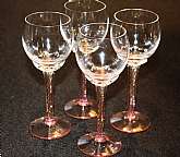Up for sale are these Beautiful Pink Stemmed Set Of Four Cordial Glasses in excellent condition with no chips or cracks. The cordial glasses measure approx. 5 1/4"T by 1 7/8"W.Shipping Excludes: Alaska/Hawaii, US Protectorates, APO/FPO, PO Box