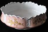 Up for sale is this Haviland & Co France Antique Pink & Gold Floral Serving Bowl in great condition with no chips or cracks and minor gold wear. Measures approx. 9"W and is about 3 1/8"D. Shipping Excludes: Alaska/Hawaii, US Protectora