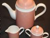 Fitz & Floyd Rondelet Peach Coffee Pot - Sugar Bowl And Creamer