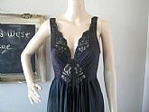 Vintage Black Olga Nightgown Intimates Sleepwear Lingerie Medium RN 19090 STYLE 92270 Made in Mexico